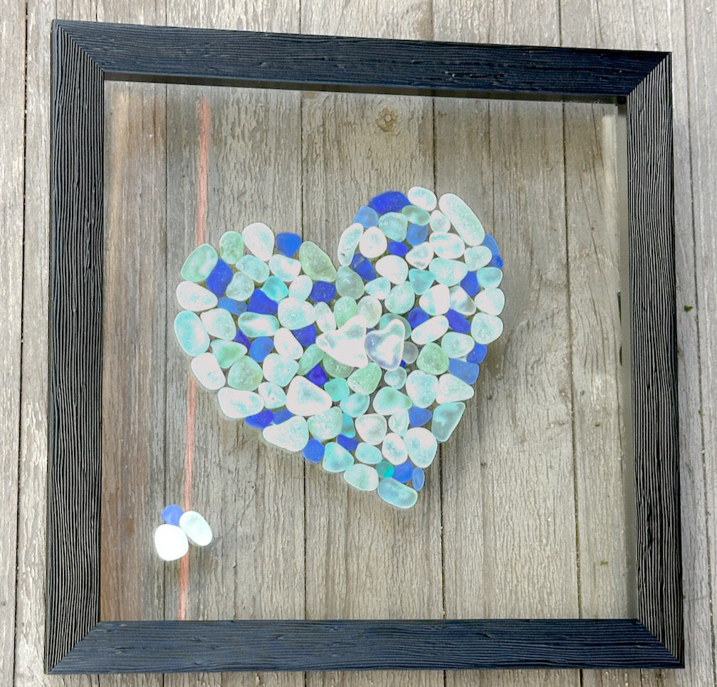 Love -- Sea Glass Mosaic Ocean Colors