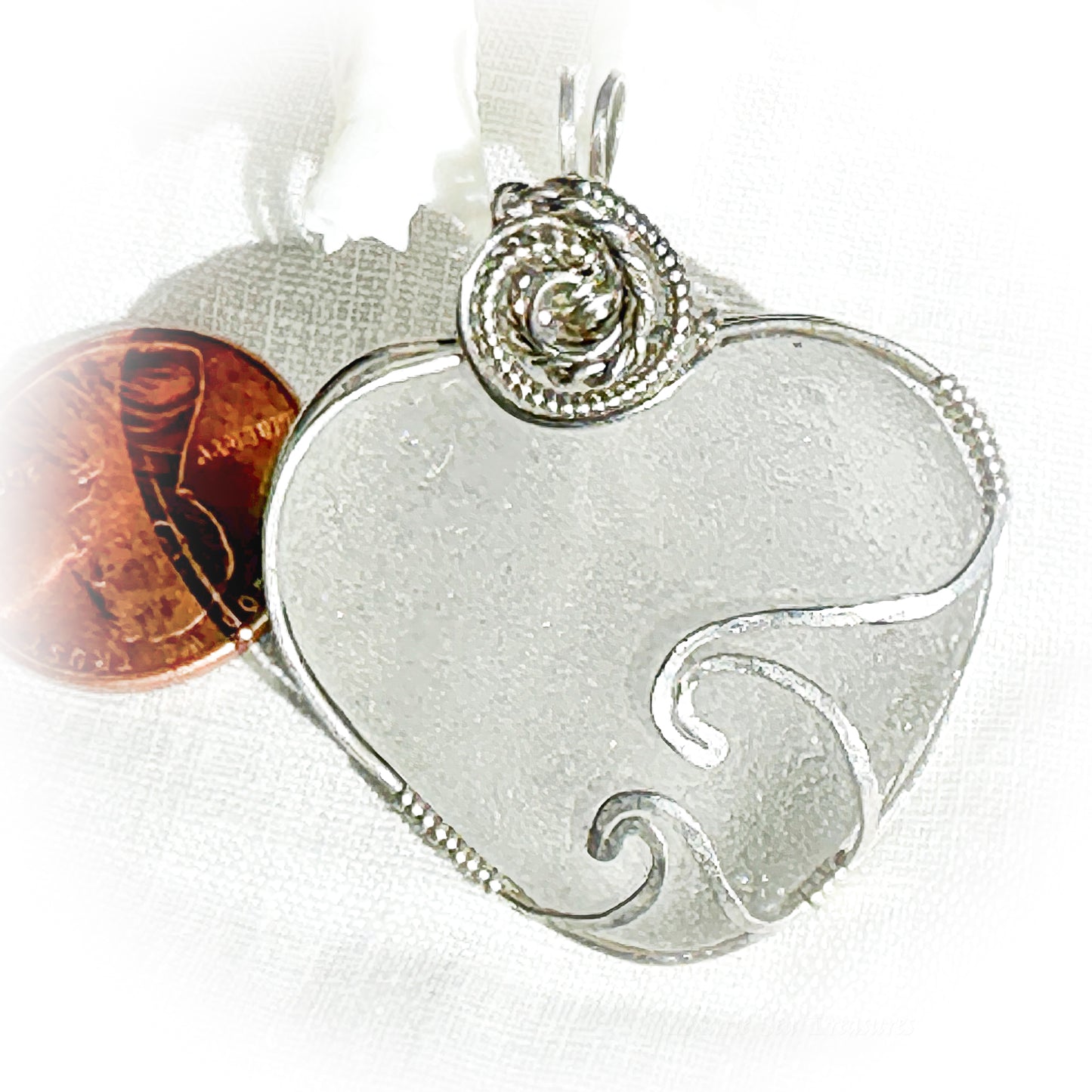 DOUBLE WAVE Sea Glass Heart Necklace