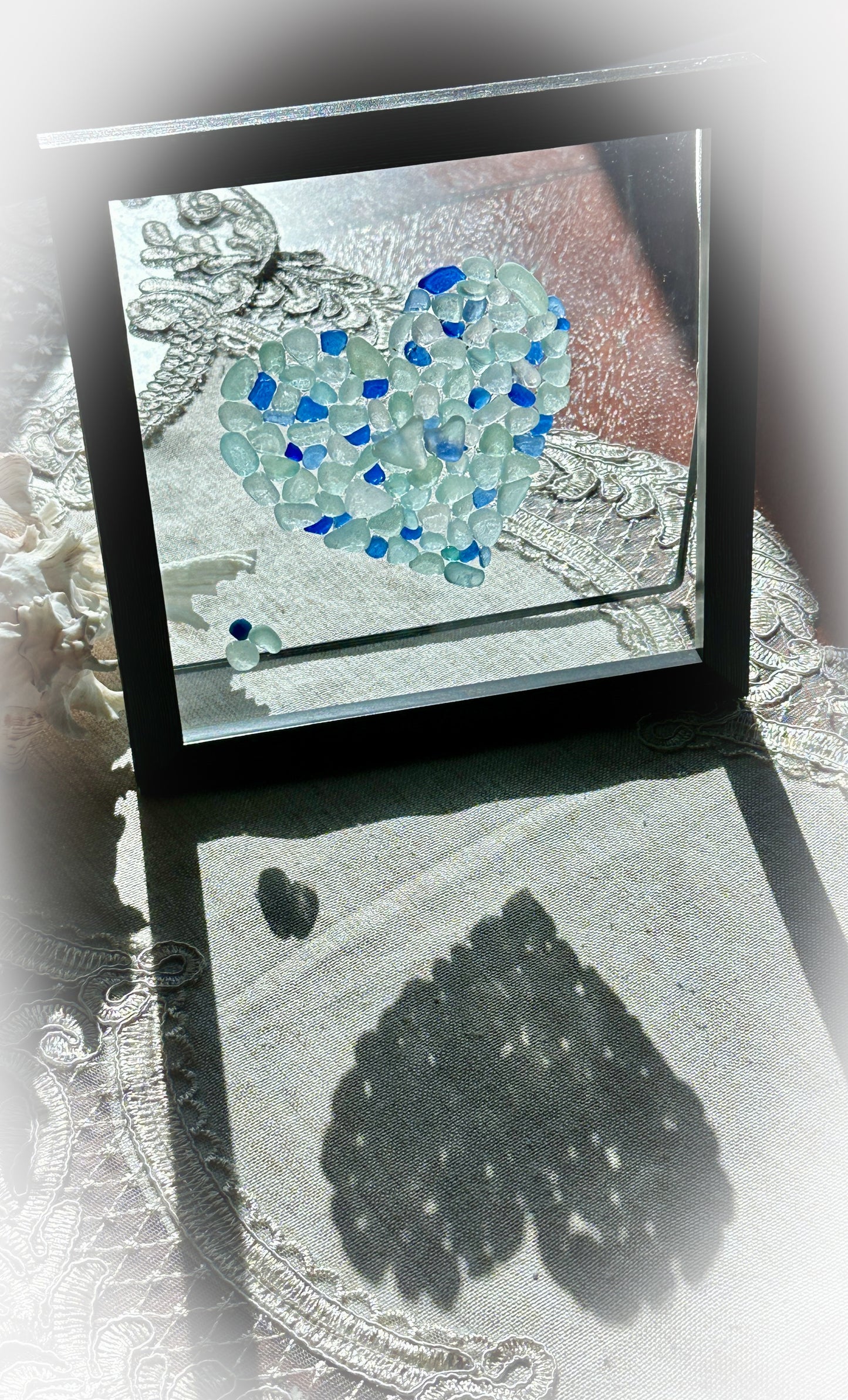 Love -- Sea Glass Mosaic Ocean Colors