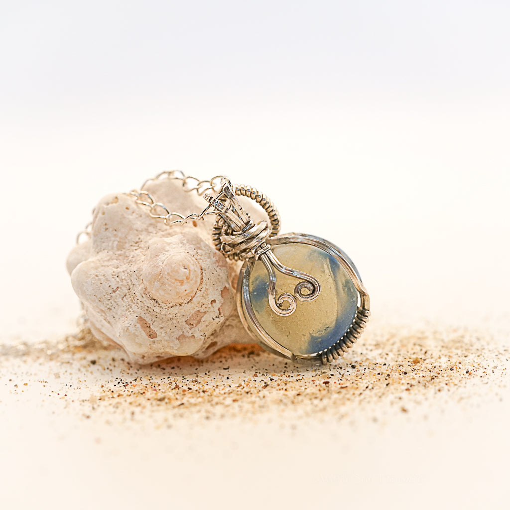 SeaGlass Marble Necklace! This is a rare vintage well-traveled gem!