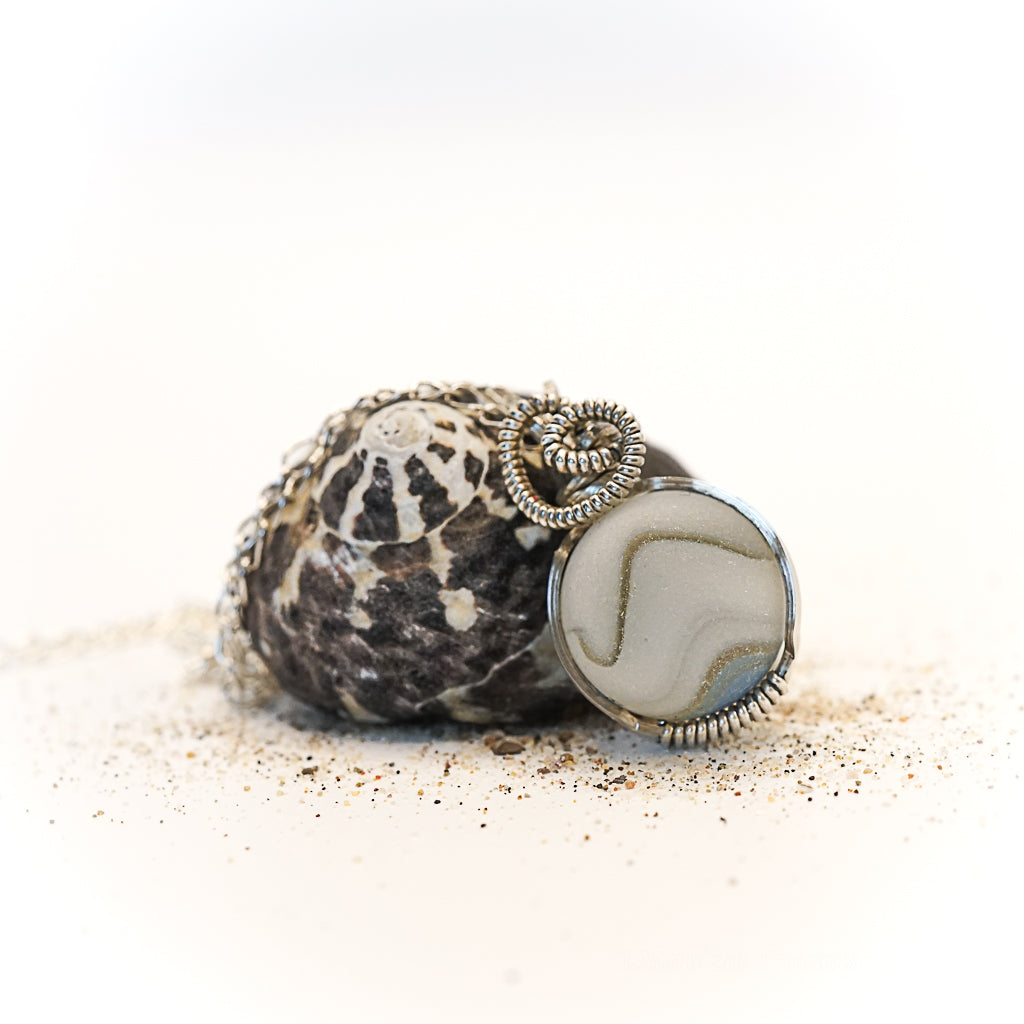 SeaGlass Marble Necklace! This is a rare vintage well-traveled gem!