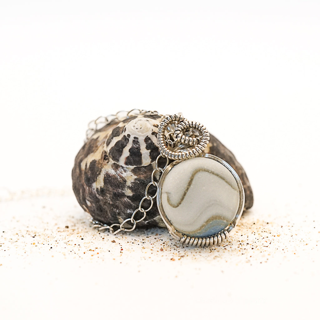 SeaGlass Marble Necklace! This is a rare vintage well-traveled gem!