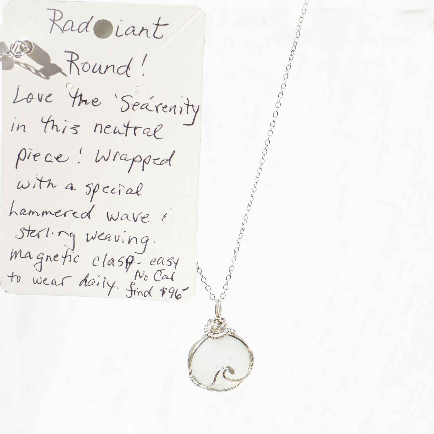 Radiant Round Sea Glass Wave Necklace