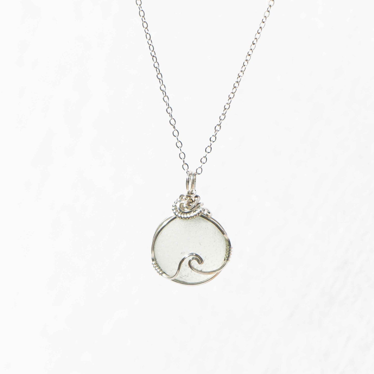 Radiant Round Sea Glass Wave Necklace