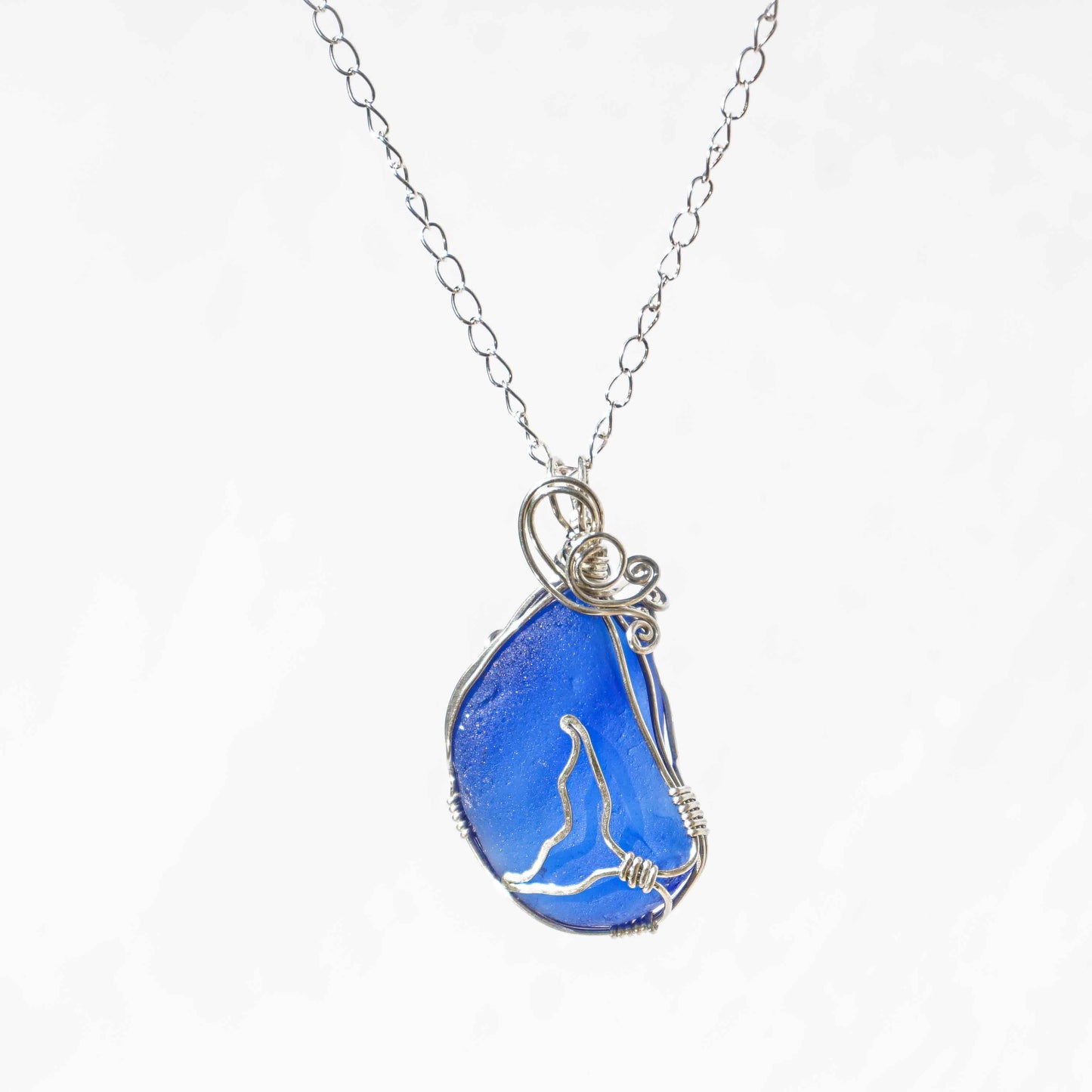 Wow! Whale's Tail Blue Sea Glass Necklace