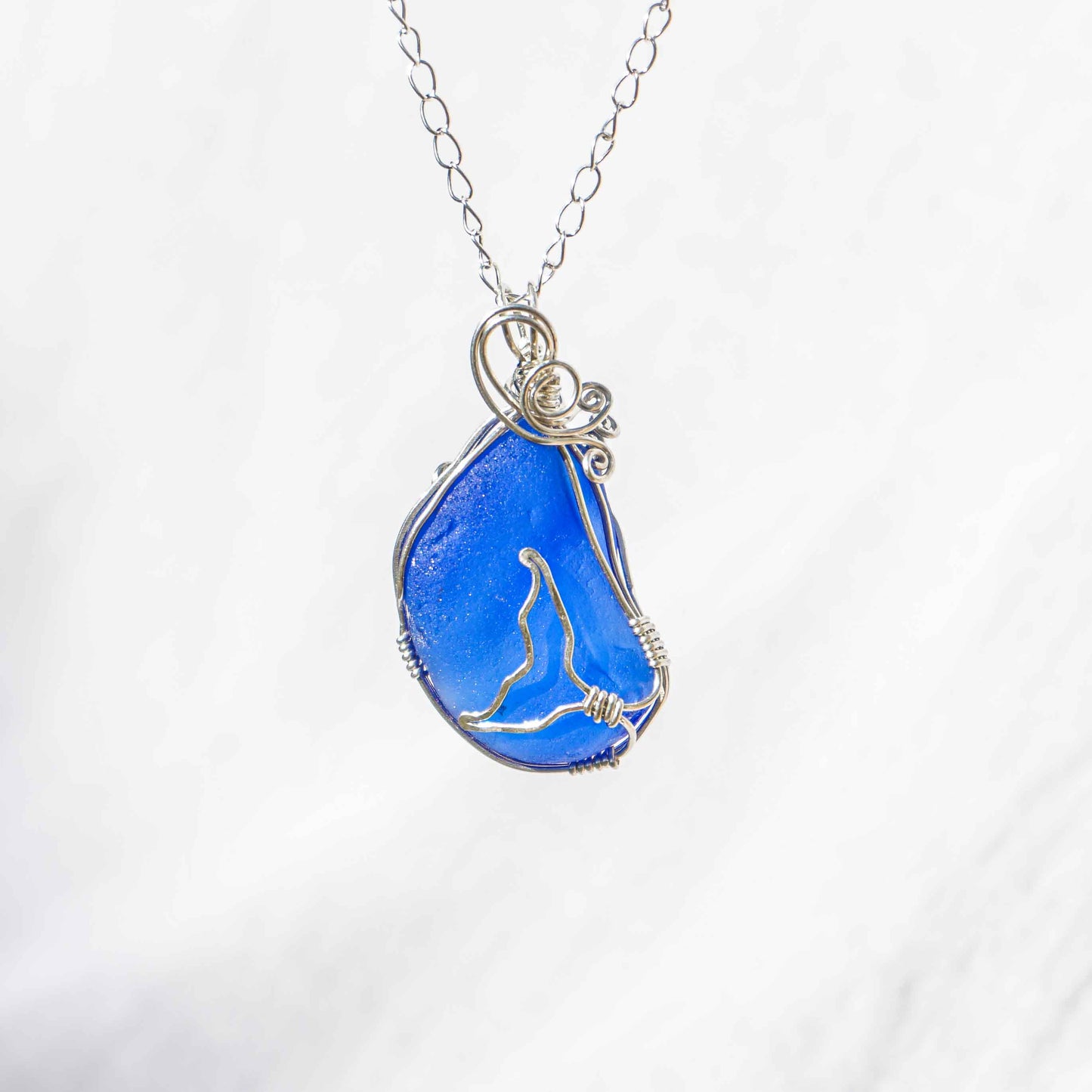 Wow! Whale's Tail Blue Sea Glass Necklace