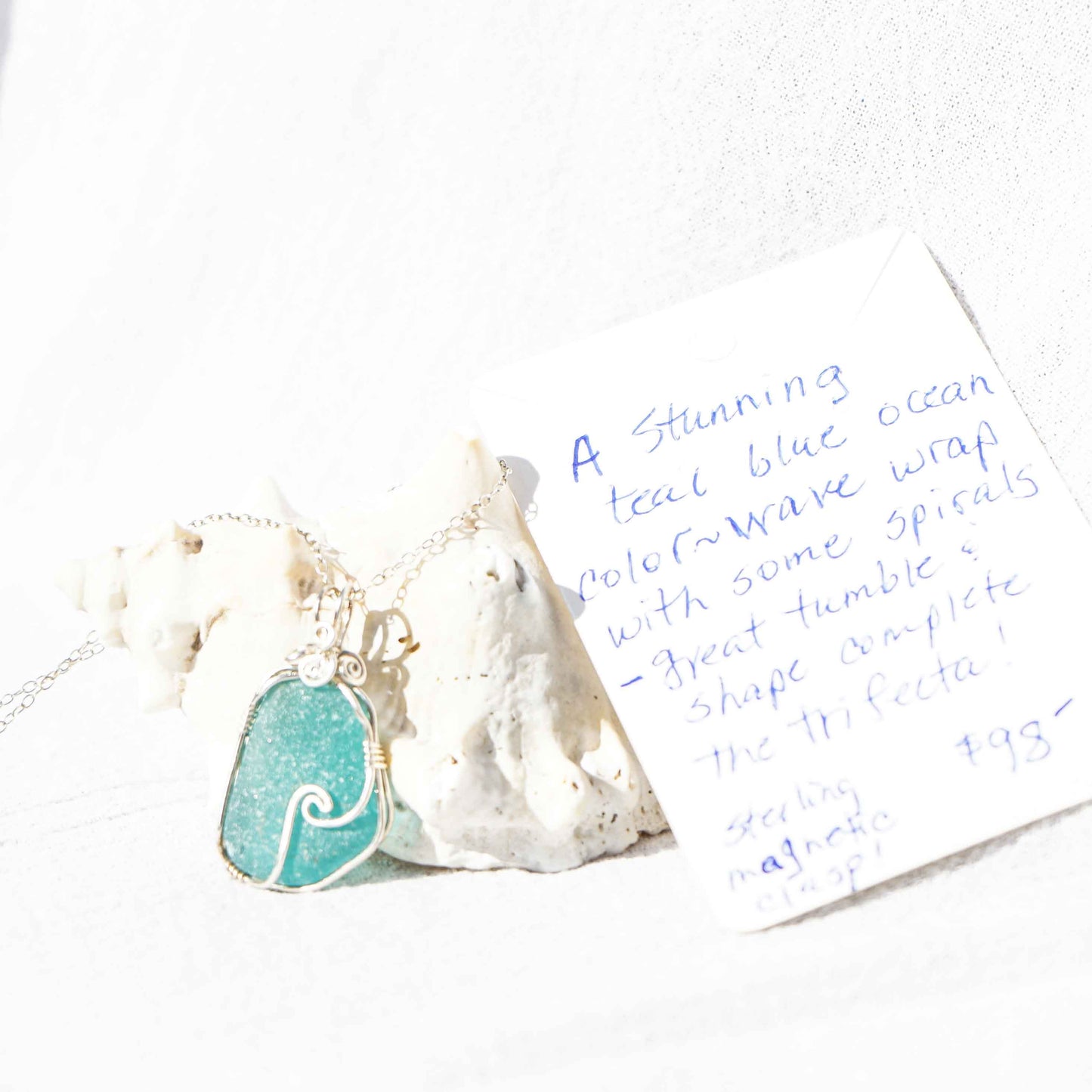 Teal Sea Glass Necklace