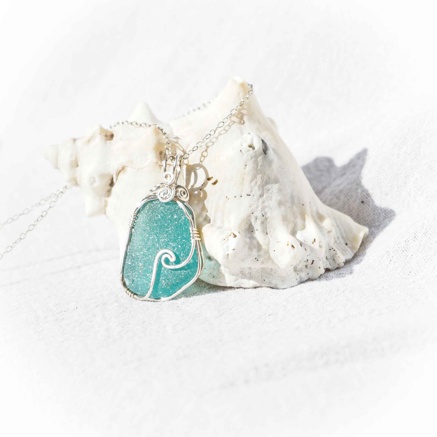 Teal Sea Glass Necklace