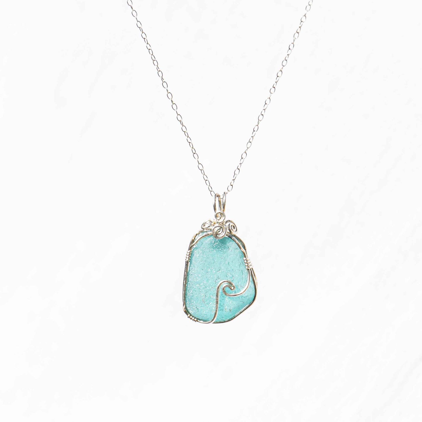 Teal Sea Glass Necklace
