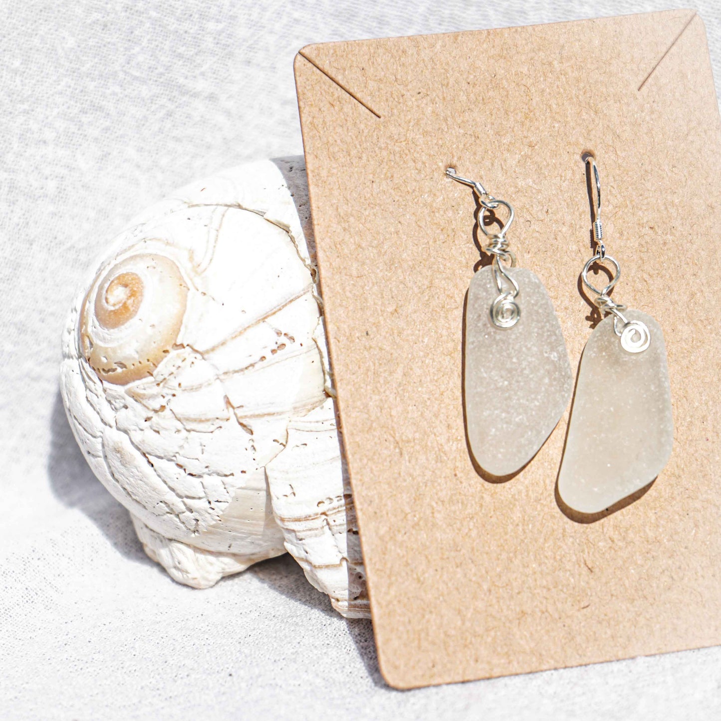 Lovely White Seaglass Earrings