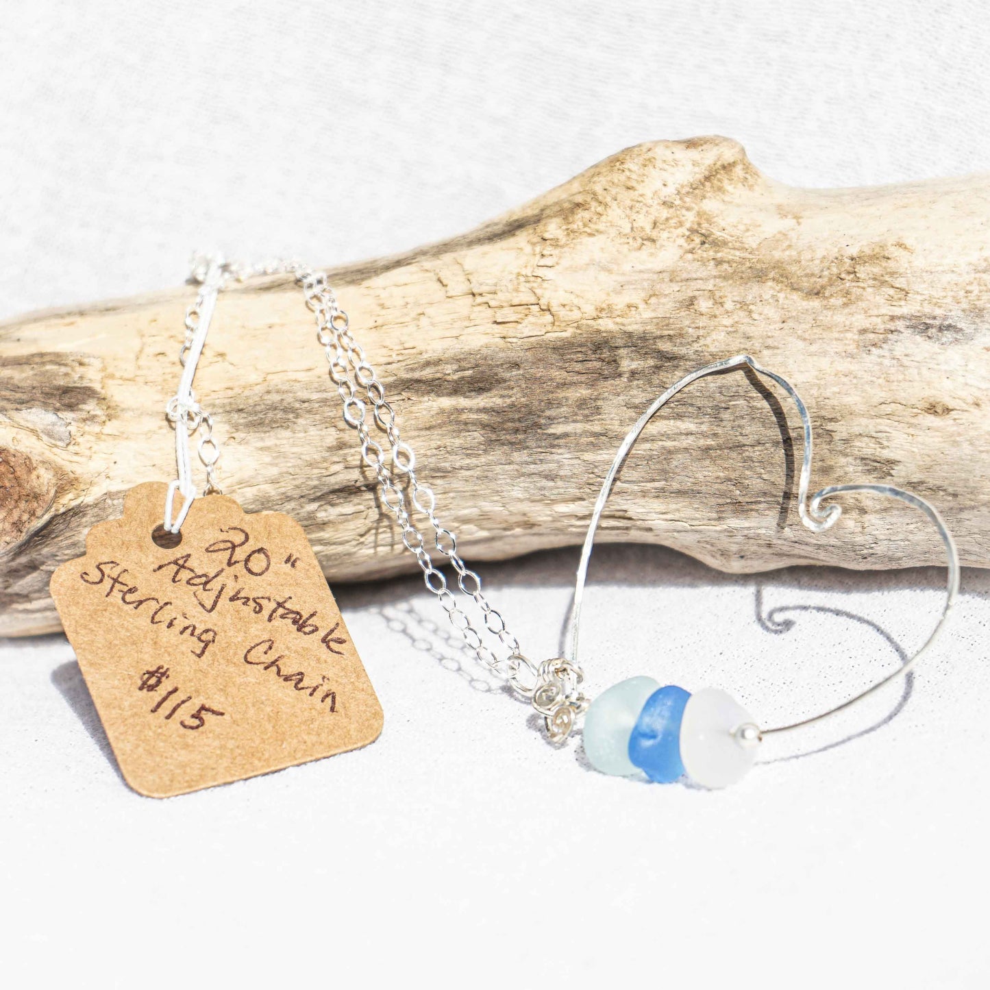 Heart Wave Sea Glass Pendant