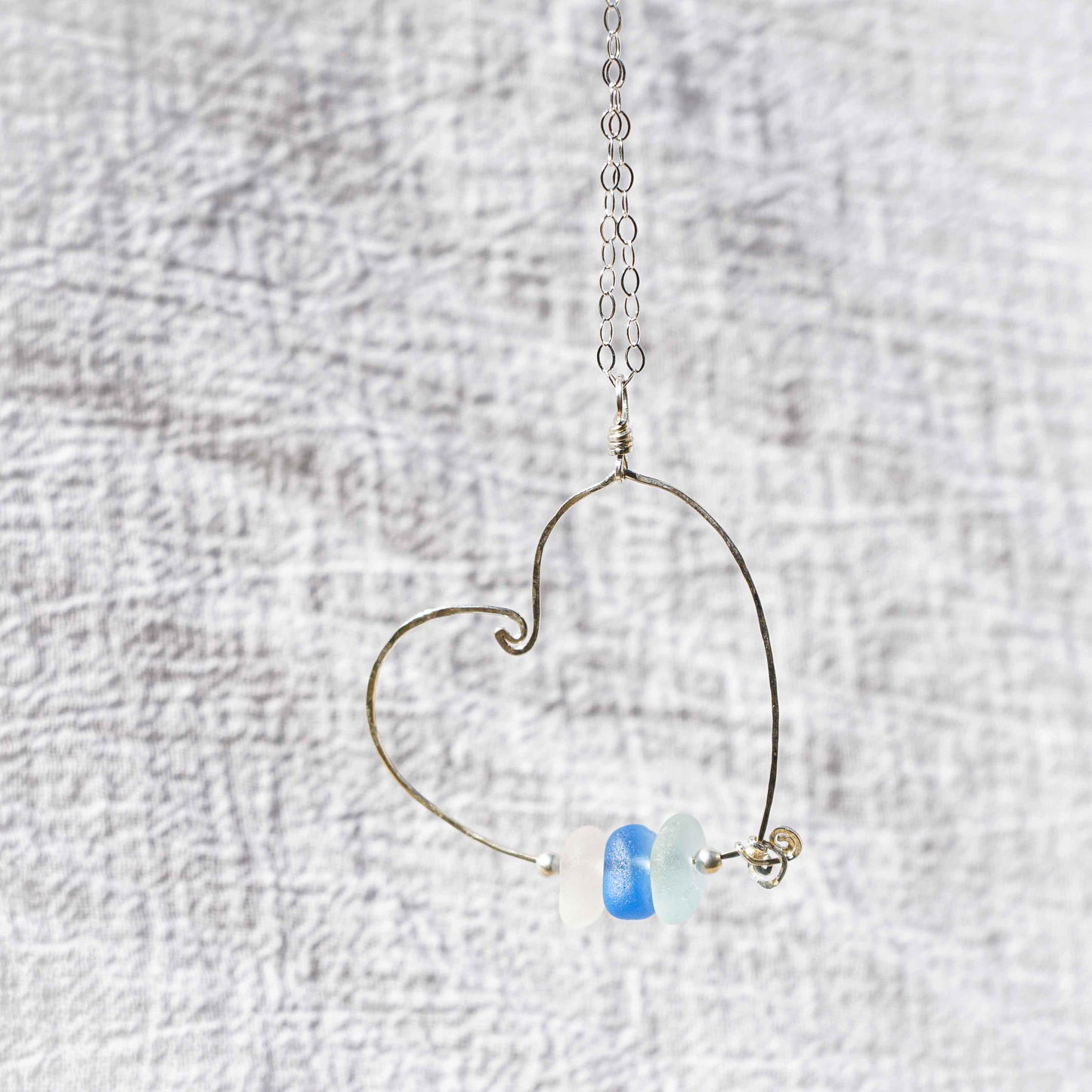 Heart Wave Sea Glass Pendant