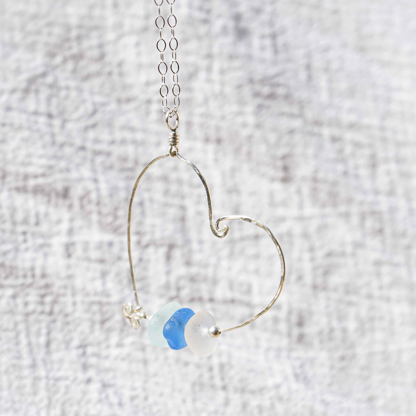 Heart Wave Sea Glass Pendant
