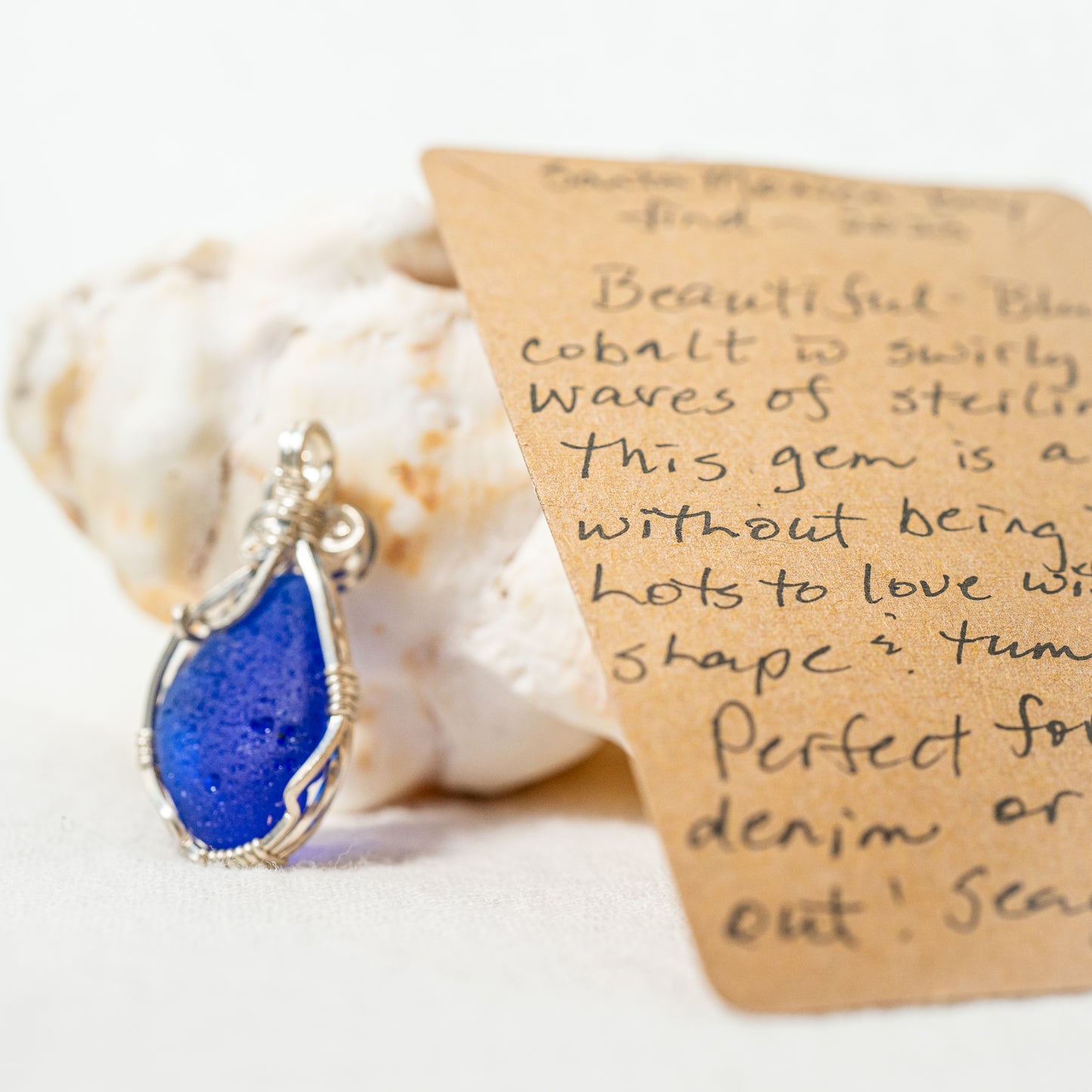 Cobalt and Swirls Sea Glass Pendant
