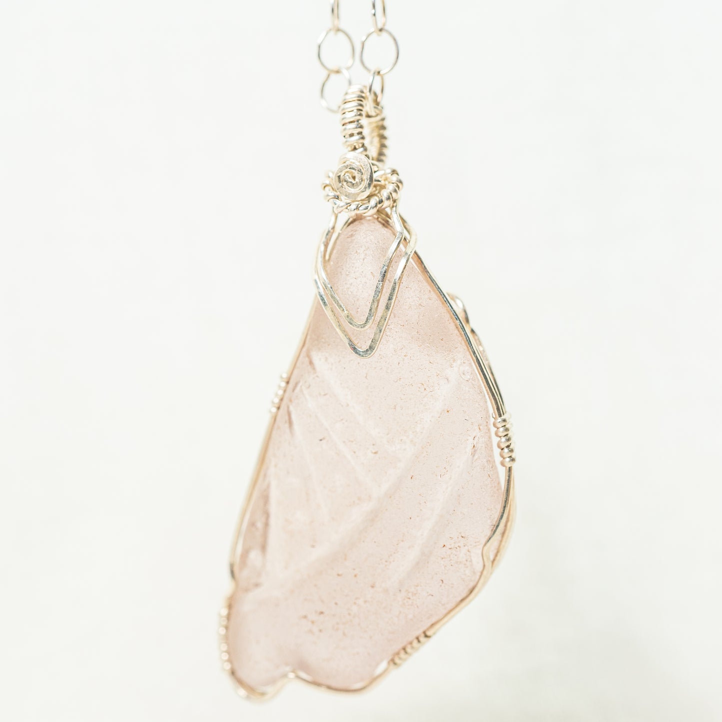 Lovely Lavender Patterned Seaglass Pendant