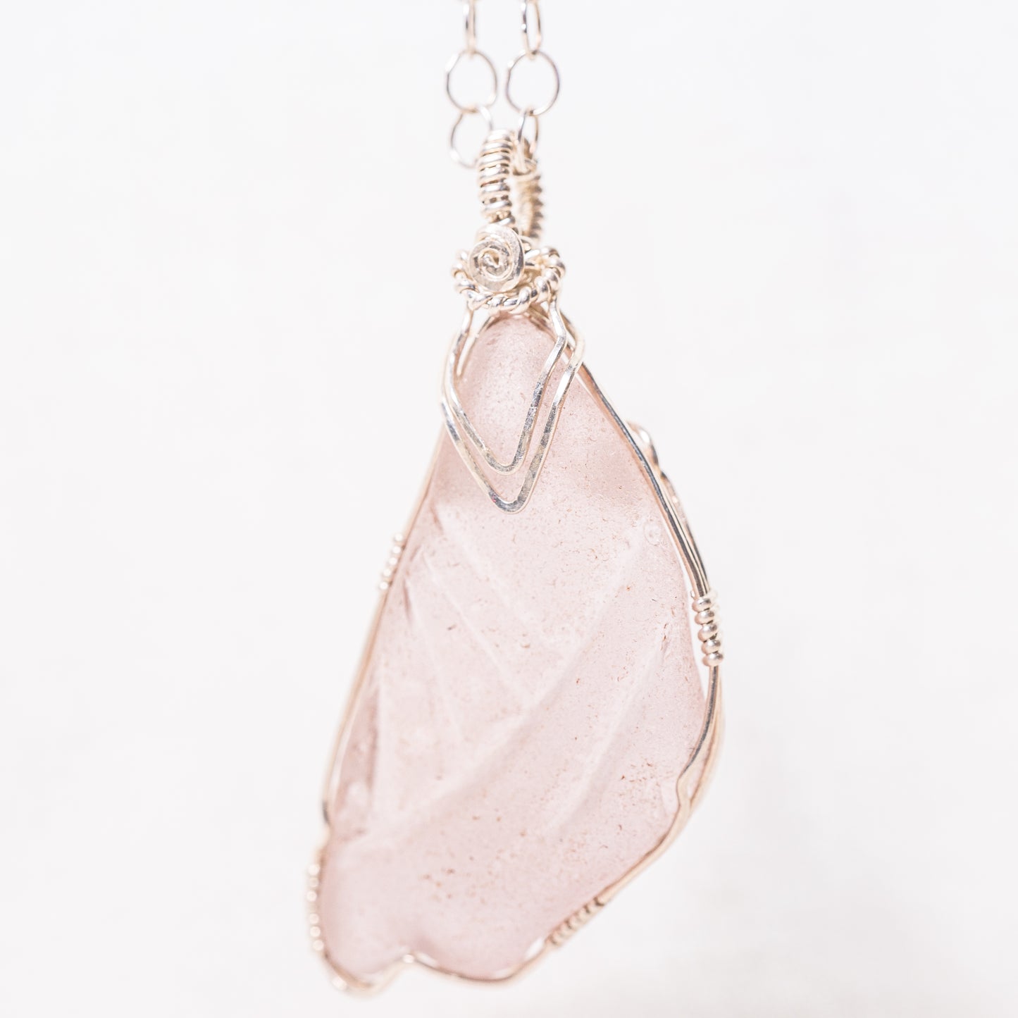 Lovely Lavender Patterned Seaglass Pendant