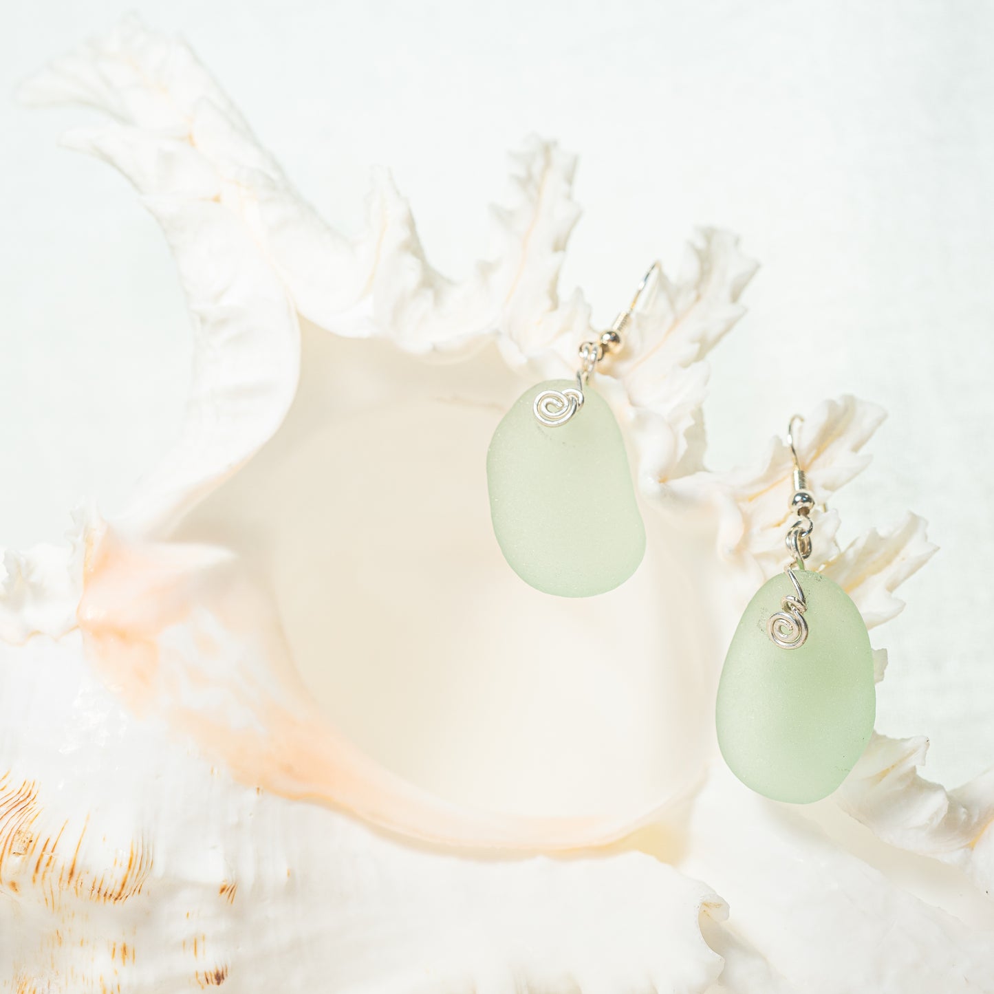 Large Seafoam Sea Glass Earrings