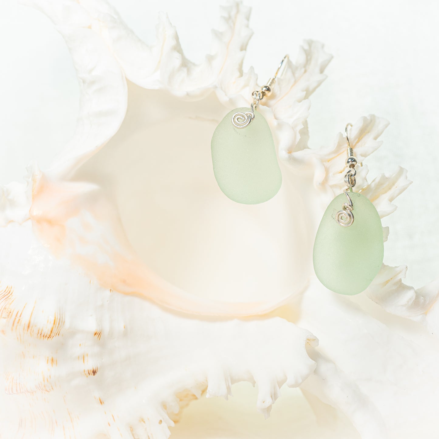 Large Seafoam Sea Glass Earrings
