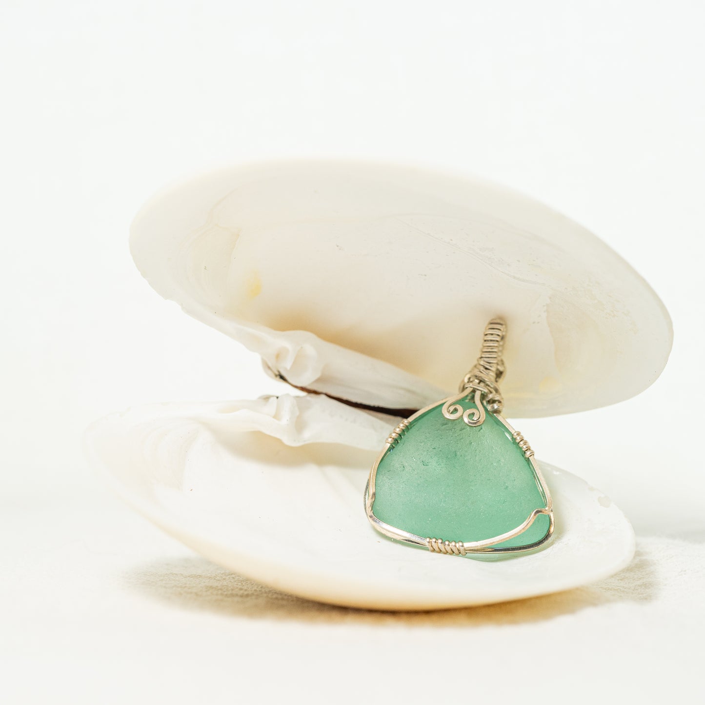 Teal Lip Seaglass Necklace