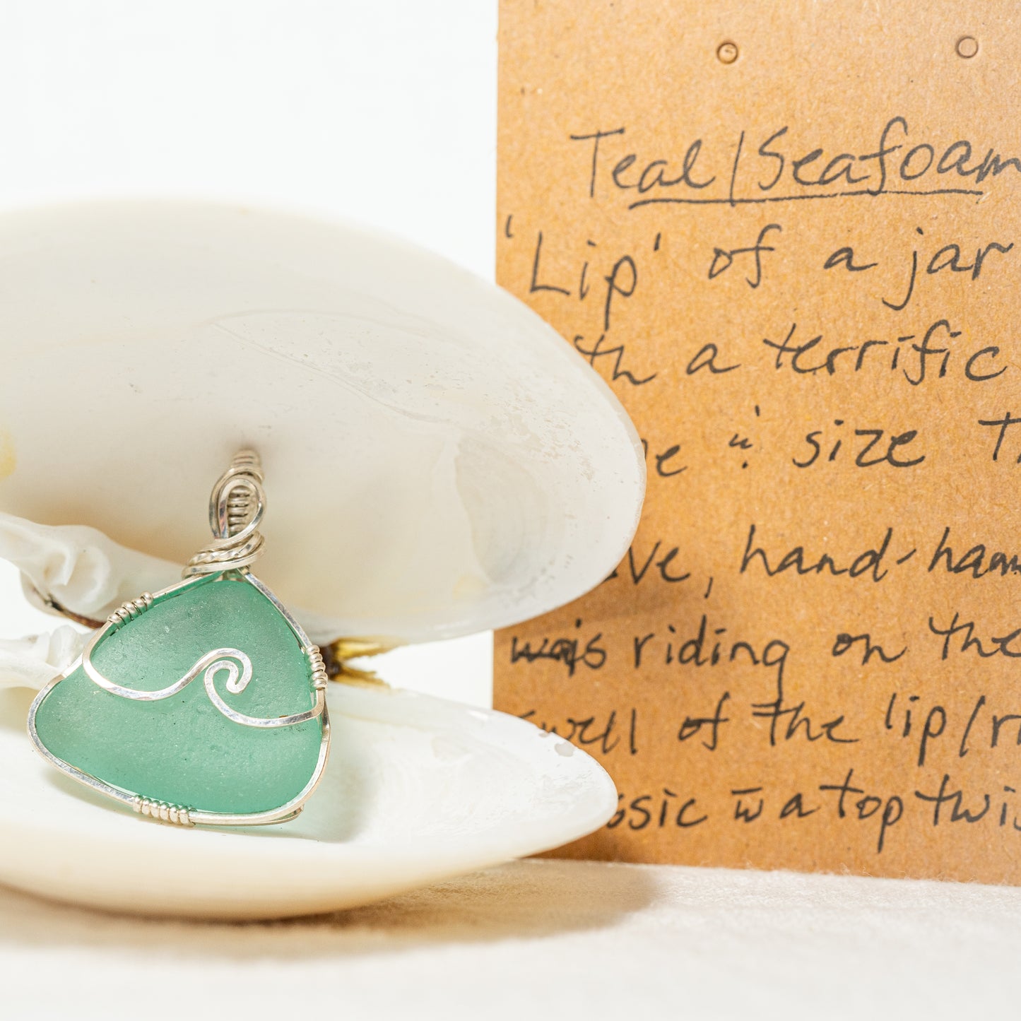 Teal Lip Seaglass Necklace