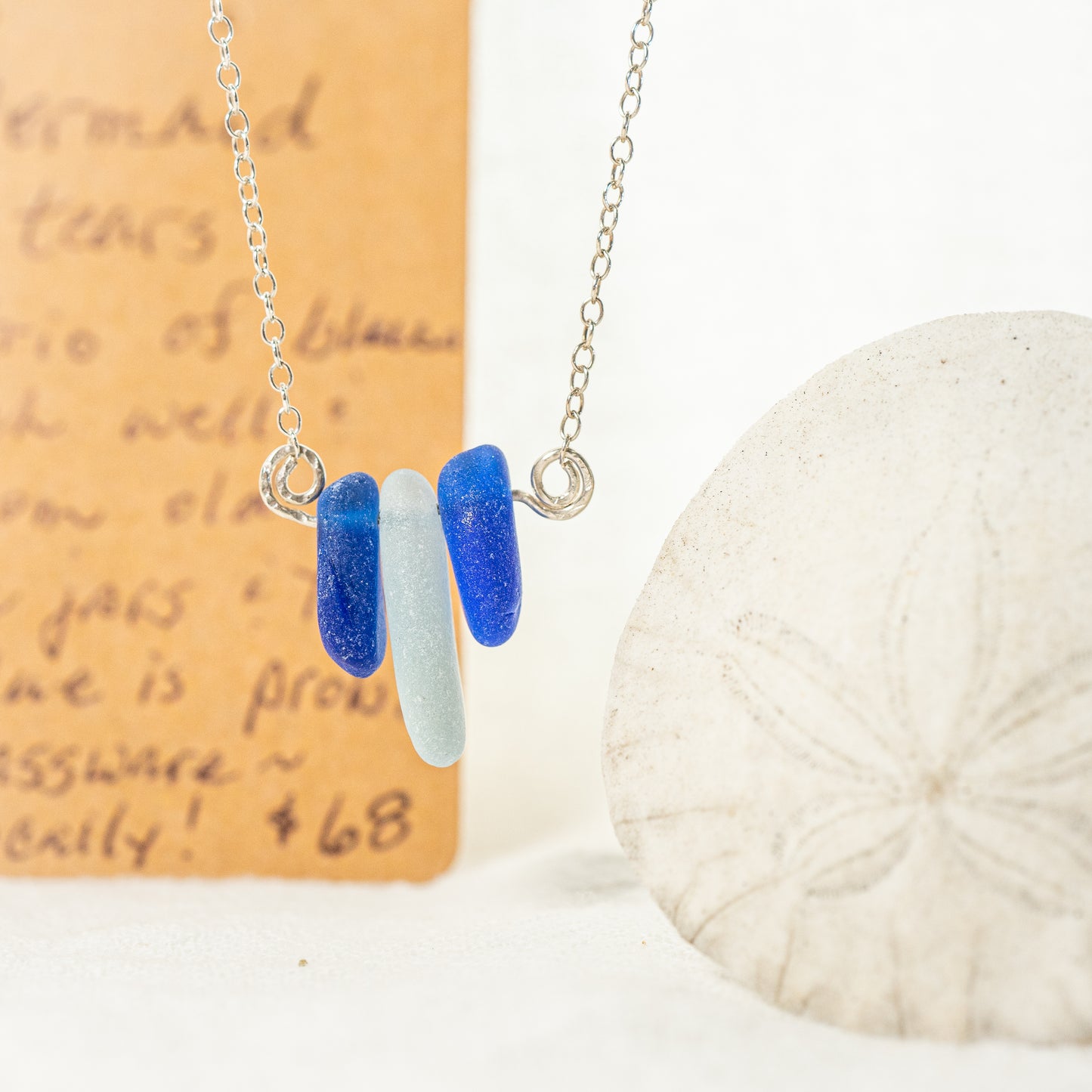 "Mermaid Tears" Blue Sea Glass Trio Necklace