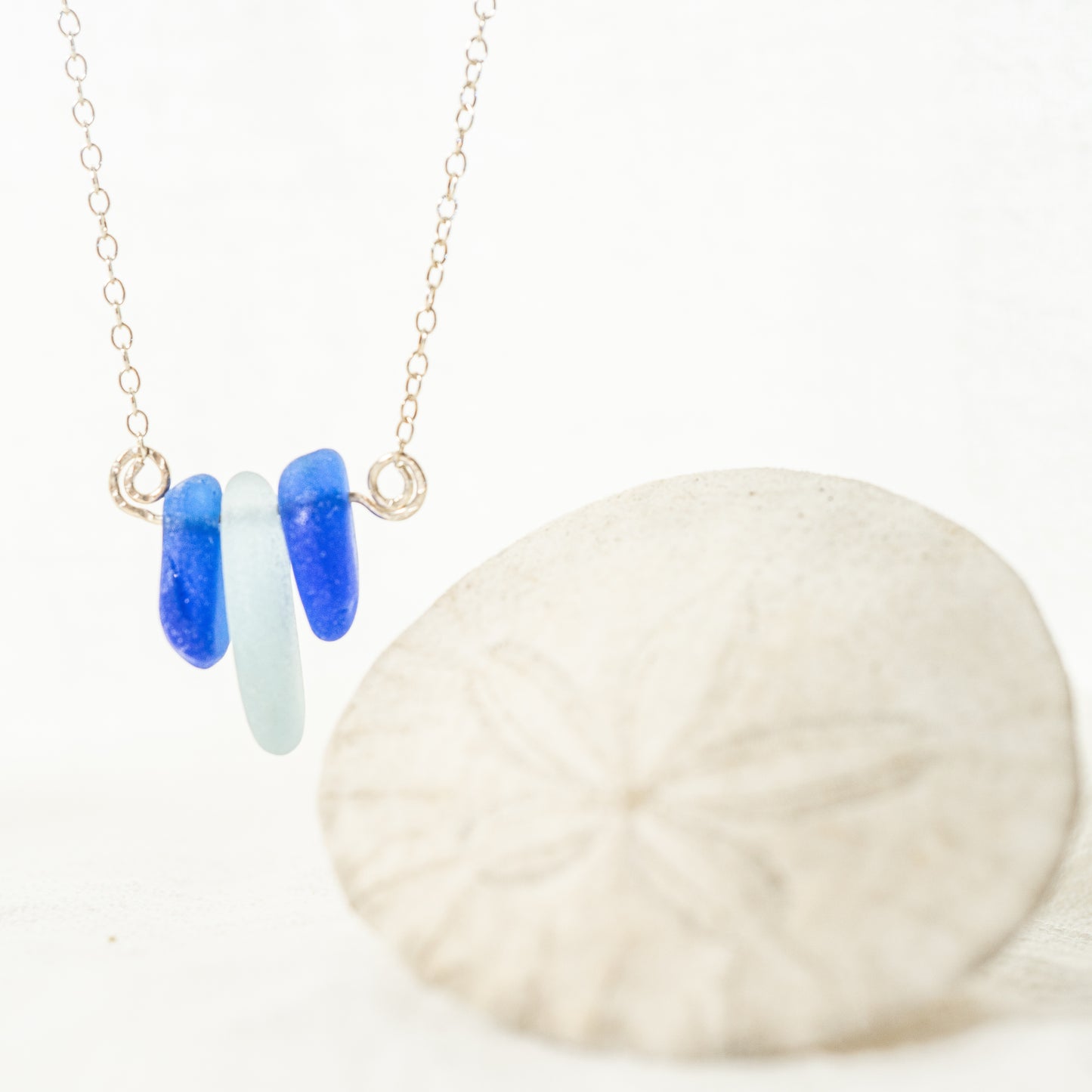 "Mermaid Tears" Blue Sea Glass Trio Necklace