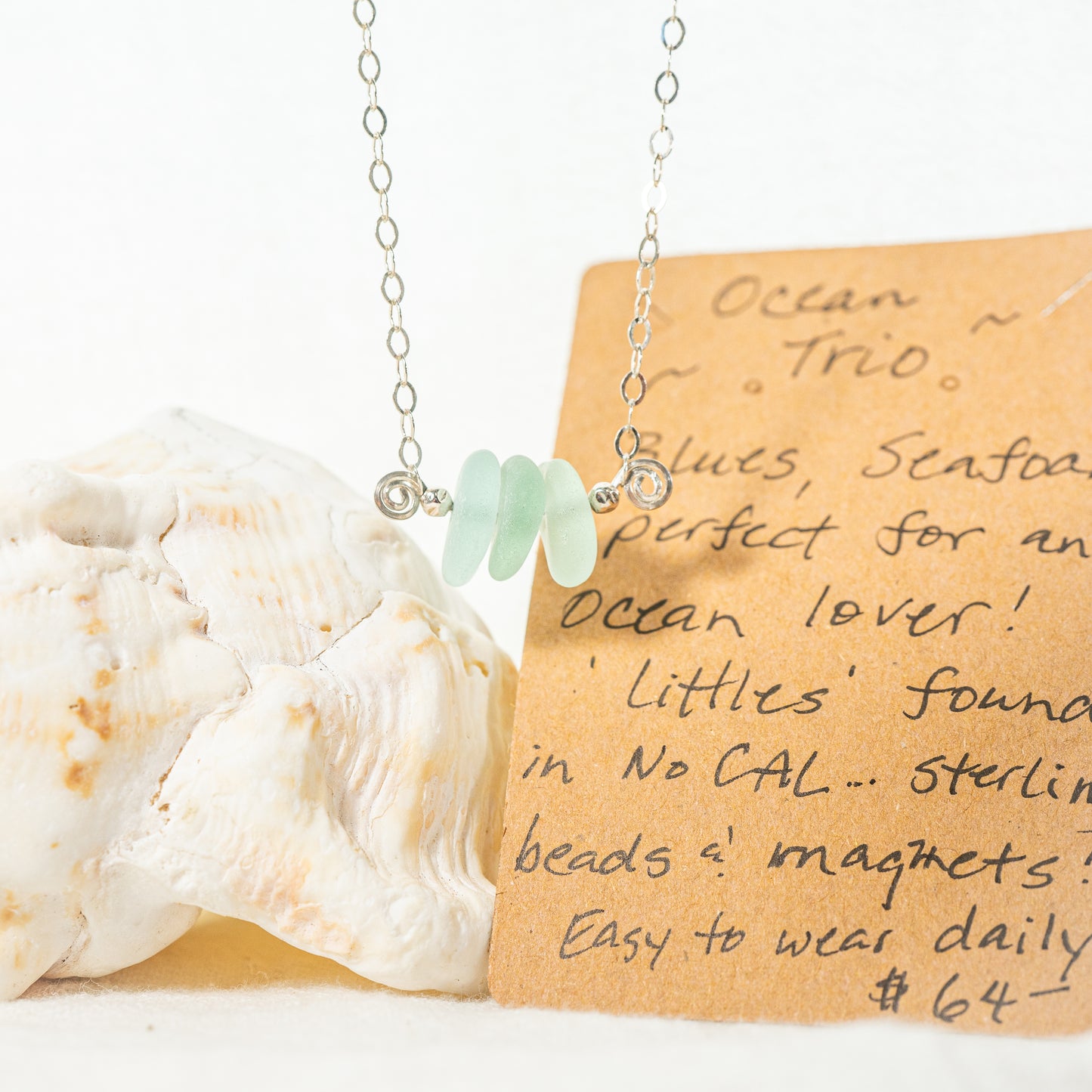 Ocean Trio Sea Glass Necklace