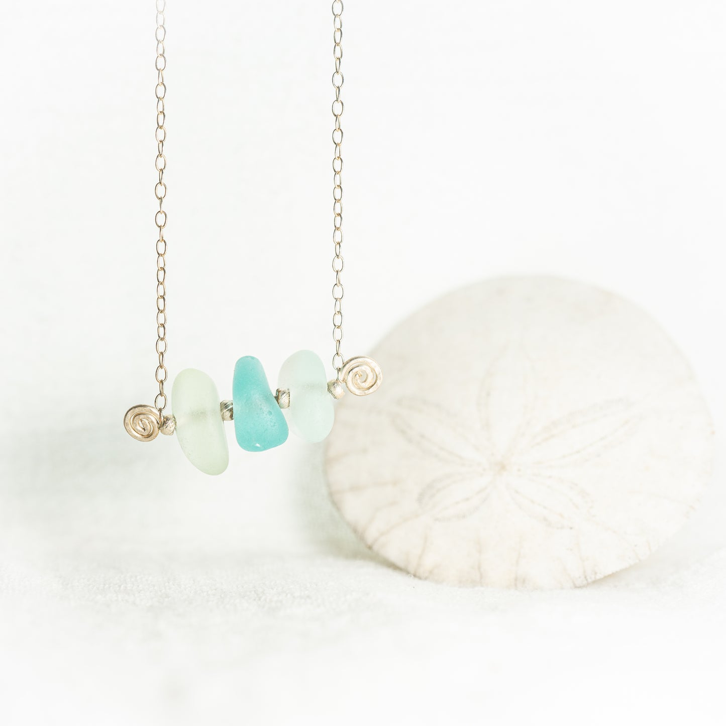 "Sea Foam Trio" Sea Glass Necklace