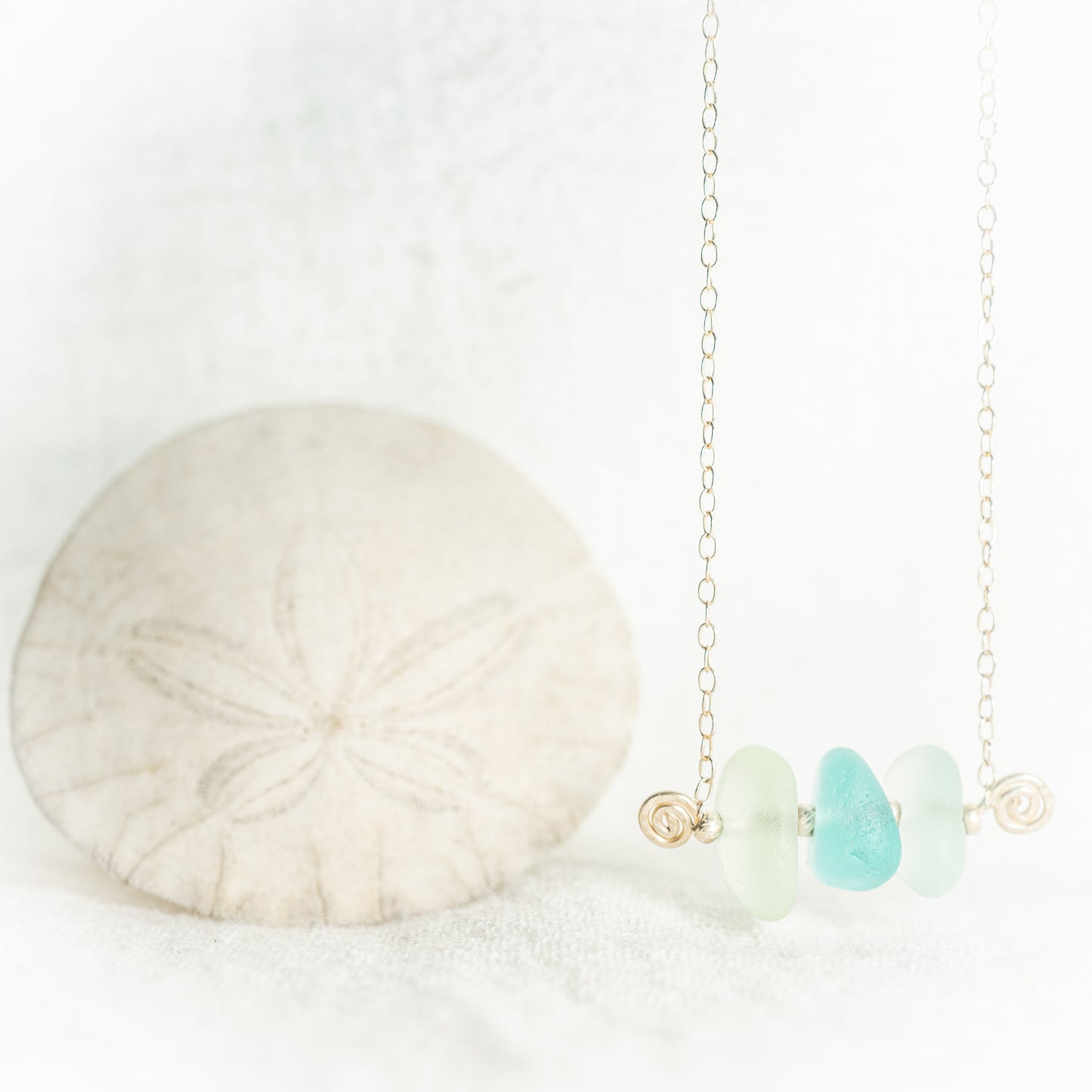 "Sea Foam Trio" Sea Glass Necklace