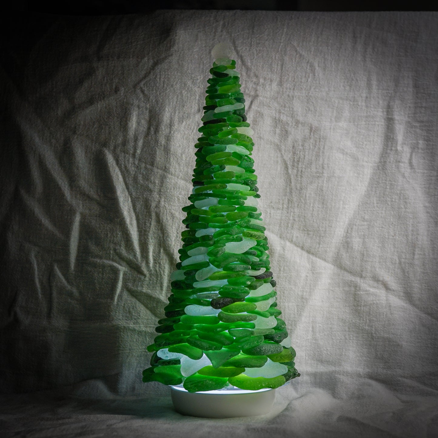 Large Multi Green Sea Glass Tree