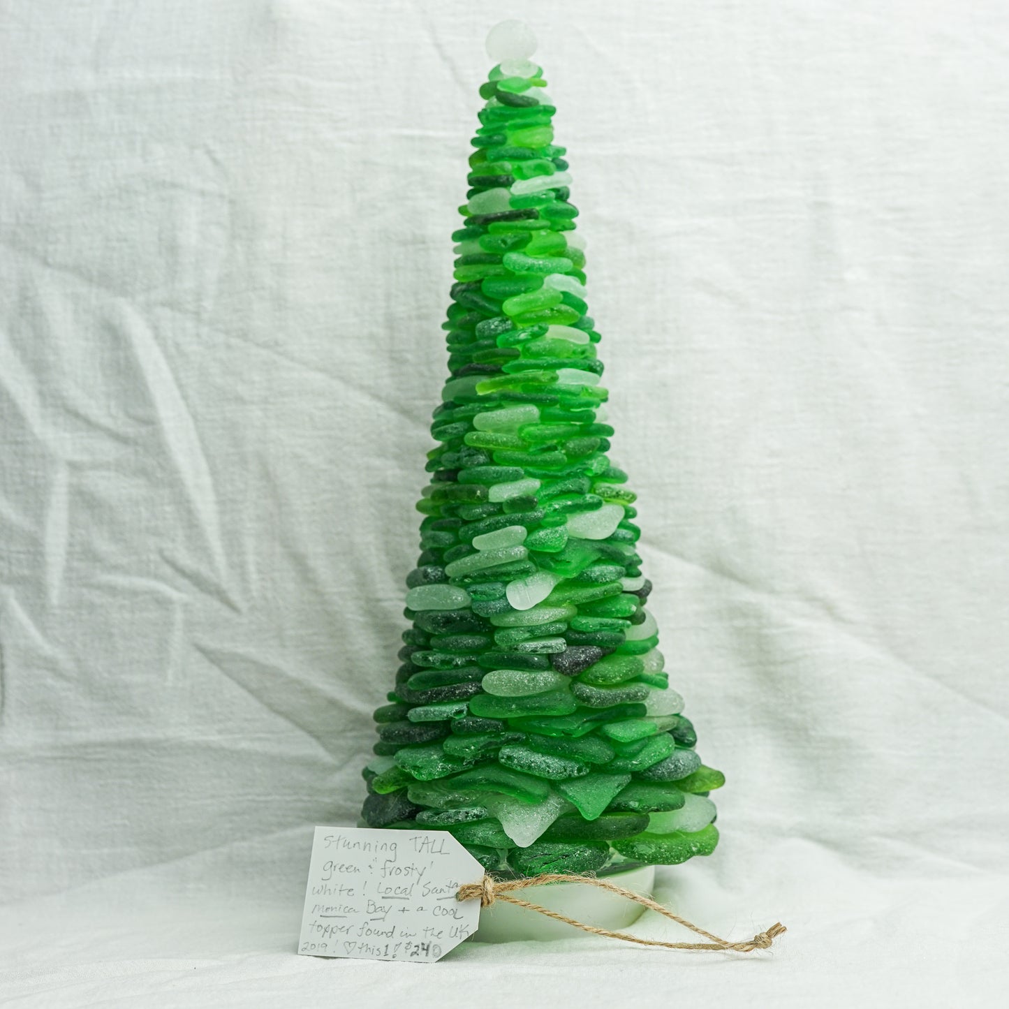 Large Multi Green Sea Glass Tree
