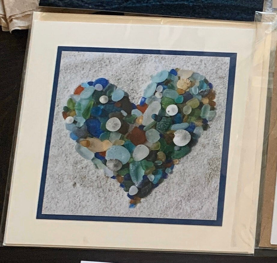 Heart Cards! Handmade seaglass photo cards with envelopes! Variety of designs packaged two per set.