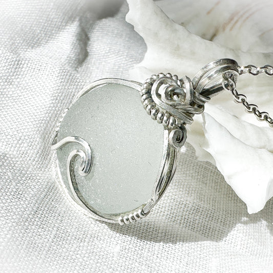 Radiant Round Sea Glass Wave Necklace
