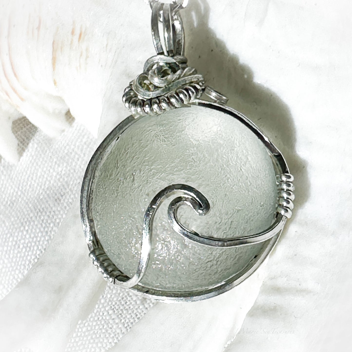 Radiant Round Sea Glass Wave Necklace