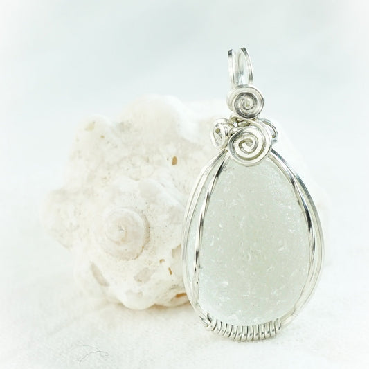 UK Bauble Classic White Sea Glass Pendant