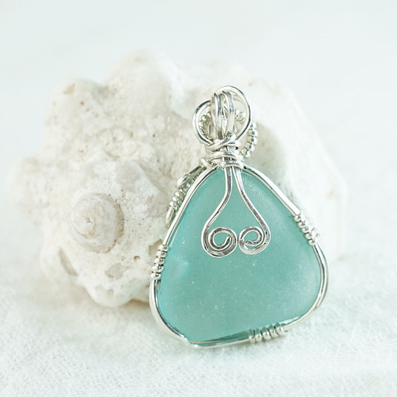 Tantalizing Teal Blue Seaglass with a BUBBLE Necklace