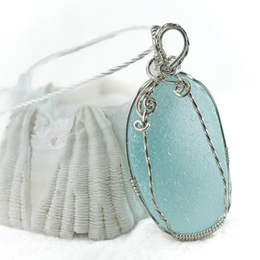 Light Blue Stunner! Sea Glass Pendant