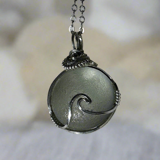 Radiant Round Sea Glass Wave Necklace