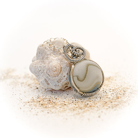 SeaGlass Marble Necklace! This is a rare vintage well-traveled gem!