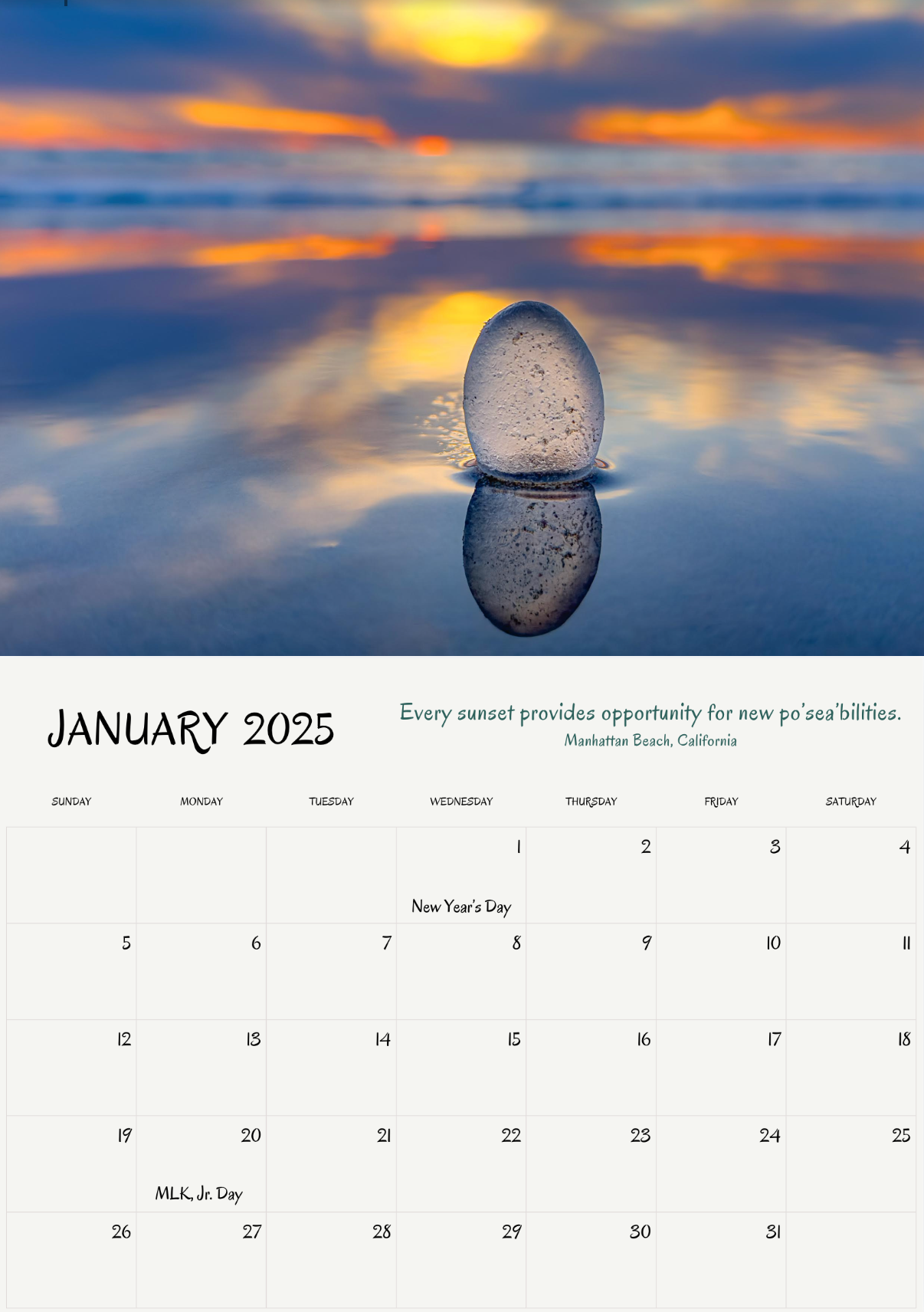 ALL NEW 2025 3 in 1 Sea Glass Calendar