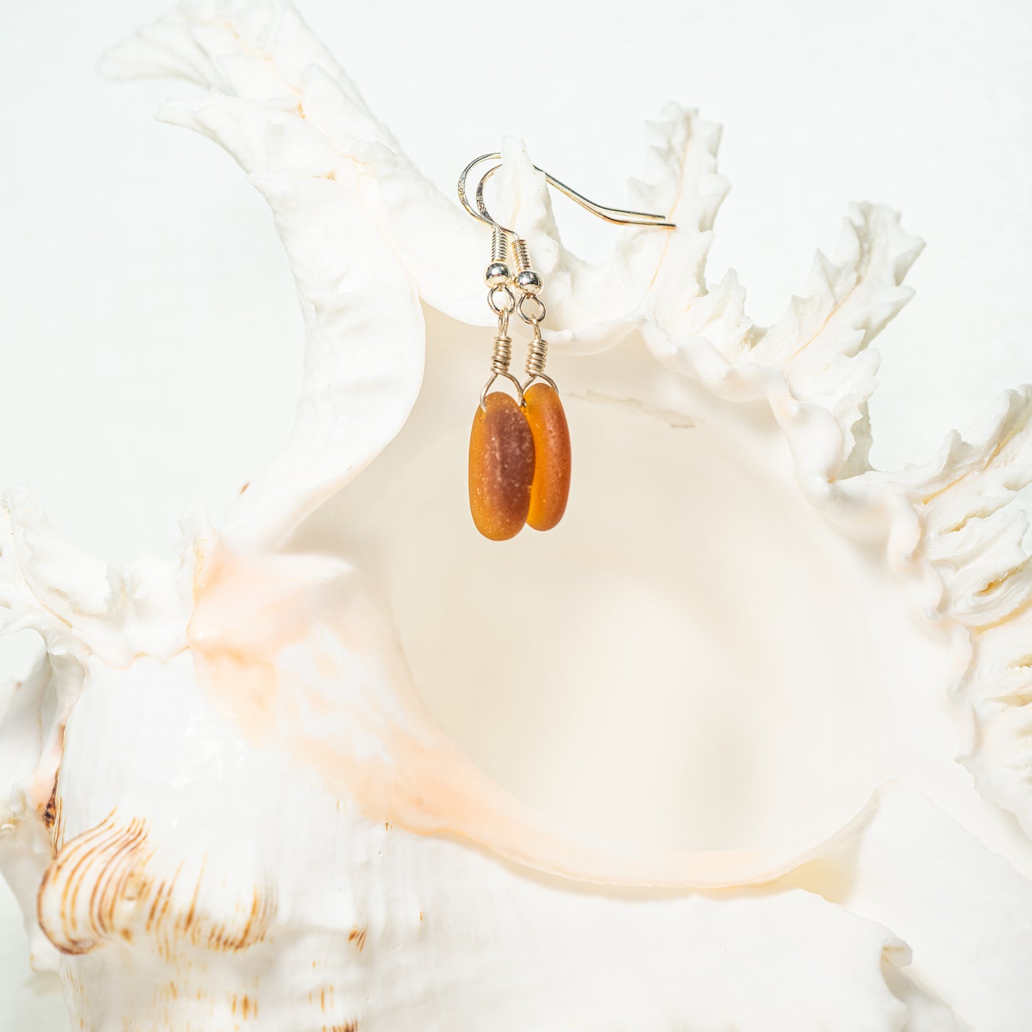 Awesome Amber Sea Glass Earrings