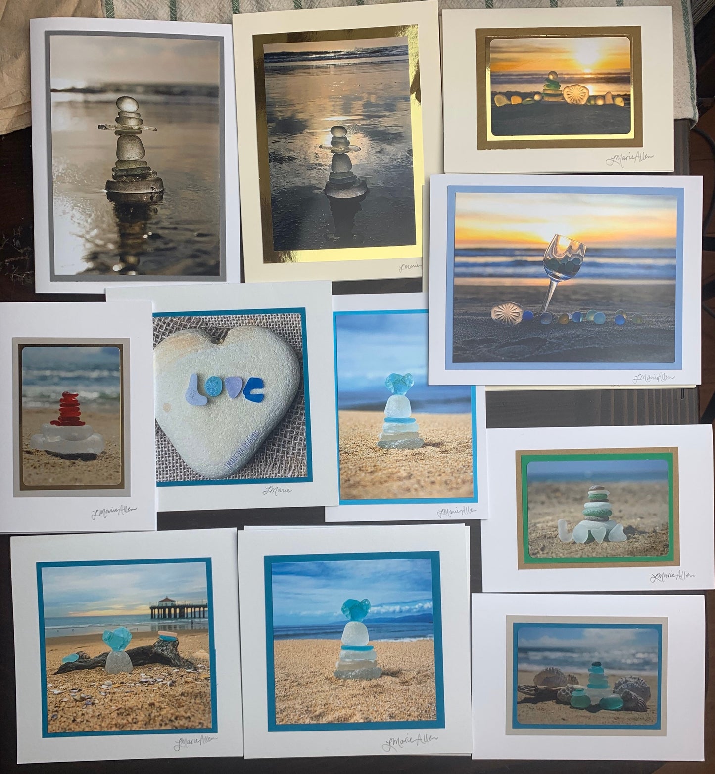 All original beautiful handmade sea glass photo cards!